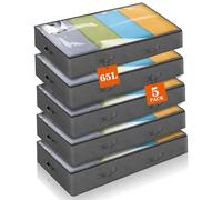 Withosent Lot de 5 Boîtes de Rangement Pliables en Tissu Non Tissé 65 L avec Fenêtre Transparente pour Couettes, Vêtements, Couvertures, Oreillers