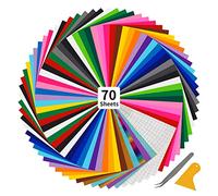 Withosent Lot de 70 films de traceur en vinyle autocollant - 30 x 25 cm - 65 films de vinyle à paillettes + 5 films de transfert - Pour verre, tasses, fenêtres, décoration DIY