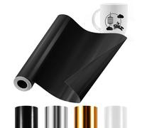 Withosent Vinyle Adhésif Noir, 30x457,2 cm Rouleau de Vinyl Permanent, Film Autocollant Vinyle pour DIY Mugs, Tasses, Verre, Fenêtres, Lettres, Compatible avec Cricut, Silhouette Cameo