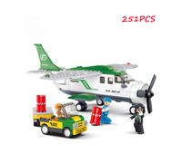 (Without Box) Aéroport de la ville de SLUBAN, avion de ligne, bus, figurines MOC classiques, blocs de construction