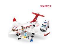 (Without Box) Aéroport de la ville de SLUBAN, avion de ligne, bus, figurines MOC classiques, blocs de construction