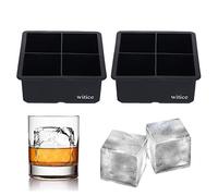 Witice Grand bac à glaçons en silicone 2,5 pouces - Glaçons à whisky - Empêche de diluer votre scotch, whisky, cocktails - Garder les boissons d’été froides - Congeler les aliments - 2 plateaux