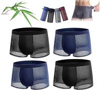 WitmAn Caleçon en fibre de bambou, sous-vêtements respirants en nylon grande taille pour hommes, caleçons pour un confort toute la journée (4 artículos-C,7XL)