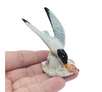WitnyStore Petite figurine colombe blanche de 3,5 cm de long - Figurine miniature peinte à la main en céramique - Animaux à plumes mignonnes - Cadeaux