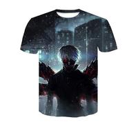 Witorya Anime Tokyo Ghoul T-shirt imprimé 3D Ken Kaneki Graphics Chemises à manches courtes Cosplay Pull Top T-shirts, C, S