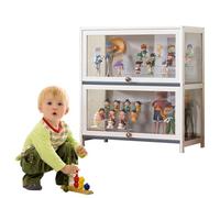 Witriolik 70x33x73cm Vitrine Transparente Bois, 2 Couche Organisateur de Jouets, Vitrine Salon pour Collection pour Collection De Figurines Et Objets Rares, Transparent sur Trois Côtés