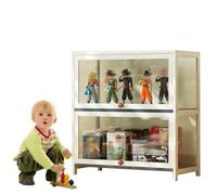 Witriolik 70x33x73cm Vitrine Transparente Bois, 2 Couche Organisateur de Jouets, Vitrine Salon pour Collection pour Collection De Figurines Et Objets Rares, Transparent de Tous Les Côtés