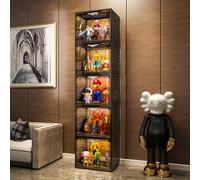 Witriolik Vitrine pour Collection LED,BoîTe PréSentoir Transparente en Acrylique,Meuble Rangement Salon en Hauteur,Chambre à Coucher,Bureau,Armoir Moderne,étagère et bibliothèque,Lampe TéLéCommandéE