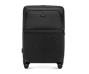 WITTCHEN Axis | L 76x51x27 cm | Grand Bagage Rigide | Hybride ABS et Tissu, Poche Frontale, verrou TSA, poignée à rallonge, roulettes multidirectionnelles | Noir