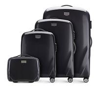 WITTCHEN PC Ultra Light Bagage Rigide Lot de 4 valises en Polycarbonate Quatre roulettes Serrure à Combinaison TSA Manche télescopique en Aluminium Taille (S+M+L+Trousse de Toilette) Noir
