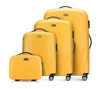 WITTCHEN PC Ultra Light Bagage Rigide Lot de 4 valises en Polycarbonate Quatre roulettes Serrure à Combinaison TSA Manche télescopique en Aluminium Taille (S+M+L+Trousse de Toilette) Jaune