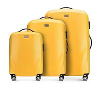 WITTCHEN PC Ultra Light Bagage rigide Valise de voyage Valise trolley Lot de 3 valises en Polycarbonate Quatre roulettes Serrure à combinaison TSA Manche télescopique en aluminium Taille (S+M+L) Jaune