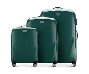 WITTCHEN PC Ultra Light Bagage Rigide Valise de Voyage Valise Trolley Lot de 3 valises en Polycarbonate Quatre roulettes Serrure à Combinaison TSA Manche télescopique en Aluminium Taille (S+M+L) Vert