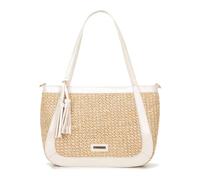 WITTCHEN Sac à bandoulière en osier tressé pour femme | style bohème d'été | fermeture éclair pratique | cuir écologique | Beige et crème