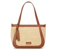 WITTCHEN Sac à bandoulière en osier tressé pour femme | style bohème d'été | fermeture éclair pratique | cuir écologique| Beige et marron