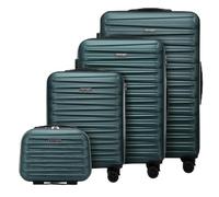 WITTCHEN Skyspeed Line Valise de Voyage Set de 4 valises à roulettes Trolley Bagages à Main avec Valise cosmétique Serrure à Combinaison ABS Poignée télescopique 4 roulettes Vert Air France/Easyjet