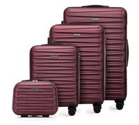 WITTCHEN Skyspeed Line Valise de Voyage Set de 4 valises à roulettes Trolley Bagages à Main avec Valise cosmétique Serrure à Combinaison ABS Poignée télescopique 4 roulettes Maroon Air France/Easyjet