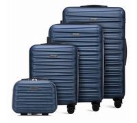 WITTCHEN Skyspeed Line Valise de Voyage Set de 4 valises à roulettes Trolley Bagages à Main Valise cosmétique Serrure à Combinaison ABS Poignée télescopique 4 roulettes Bleu Marine Air France/Easyjet