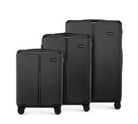 WITTCHEN Stripes Line Set Valise 3 pièces | (36 l/65 l/96 l), Coque Rigide ABS, 4 roulettes 360°, Serrure à Code & poignée télescopique | Valises Cabine/Moyenne/Grande, pour Air France, Couleur: Noir