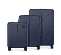 WITTCHEN Stripes Line Set Valise 3 pièces | (36 l/65 l/96 l), Coque Rigide ABS, 4 roulettes 360°, Serrure à Code & poignée télescopique | Valises Cabine/Moyenne/Grande, Couleur: Bleu Marine