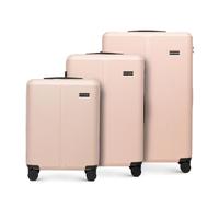 WITTCHEN Stripes Line Set Valise 3 pièces | (36 l/65 l/96 l), Coque Rigide ABS, 4 roulettes 360°, Serrure à Code & poignée télescopique | Valises Cabine/Moyenne/Grande, Couleur: Rose poudré