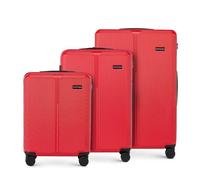 WITTCHEN Stripes Line Set valise 3 pièces | (36 l/65 l/96 l), coque rigide ABS, 4 roulettes 360°, serrure à code & poignée télescopique | Valises cabine/moyenne/grande, pour Air France, couleur: Rouge