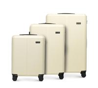 WITTCHEN Stripes Line Set valise 3 pièces | (36 l/65 l/96 l), coque rigide ABS, 4 roulettes 360°, serrure à code & poignée télescopique | Valises cabine/moyenne/grande, pour Air France, couleur: Crème