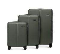 WITTCHEN Stripes Line Set Valise 3 pièces | (36 l/65 l/96 l), Coque Rigide ABS, 4 roulettes 360°, Serrure à Code & poignée télescopique | Valises Cabine/Moyenne/Grande, pour Air France, Couleur: Kaki
