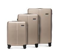 WITTCHEN Stripes Line Set Valise 3 pièces | (36 l/65 l/96 l), Coque Rigide ABS, 4 roulettes 360°, Serrure à Code & poignée télescopique | Valises Cabine/Moyenne/Grande, pour Air France, Couleur: Doré