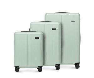 WITTCHEN Stripes Line Set Valise 3 pièces | (36 l/65 l/96 l), Coque Rigide ABS, 4 roulettes 360°, Serrure à Code & poignée télescopique | Valises Cabine/Moyenne/Grande, Couleur: Vert Menthe