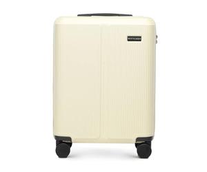 WITTCHEN Stripes Line Valise Cabine 55 × 39 × 20 cm (M) | 36 l, Coque ABS Rigide, 4 roulettes pivotantes 360° | Cadenas à Combinaison, Bagage Cabine pour Air France/easyjet/Ryanair - Couleur: Crème