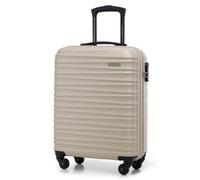 WITTCHEN Valise Cabine Bagages de Voyage Bagage à Main Rigide ABS 4 roulettes Pivotantes Serrure à Combinaison Poignée Télescopique Groove Line Taille M Beige Air France/Easyjet/Transavia France