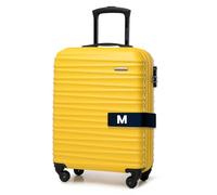 WITTCHEN Valise Cabine Bagages de Voyage Bagage à Main Valise Rigide ABS 4 roulettes Pivotantes Serrure à Combinaison Poignée Télescopique Groove Line Taille M Jaune Air France/Easyjet/Ryanair