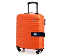 WITTCHEN Valise Cabine Bagages de Voyage Bagage à Main Valise Rigide ABS 4 roulettes Pivotantes Serrure à Combinaison Poignée Télescopique Groove Line Taille M Orange Air France/Easyjet/Ryanair