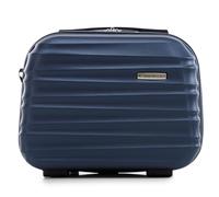 WITTCHEN Valise cosmétique Trousse de Toilette Valise de Voyage Bagage à Main Cabine en ABS Trousse de Toilette Sac à cosmétiques Femme Groove Line Bleu Marine Air France/Easyjet/Transavia France