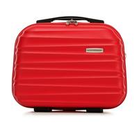 WITTCHEN Valise cosmétique Trousse de Toilette Valise de Voyage Bagage à Main Cabine en ABS Trousse de Toilette Sac à cosmétiques Femme Groove Line Rouge Air France/Easyjet/Transavia France