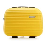 WITTCHEN Valise cosmétique Trousse de Toilette Valise de Voyage Bagage à Main Cabine en ABS Trousse de Toilette Sac à cosmétiques Femme Groove Line Jaune Air France/Easyjet/Transavia France