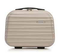 WITTCHEN Valise cosmétique Trousse de Toilette Valise de Voyage Bagage à Main Cabine en ABS Trousse de Toilette Sac à cosmétiques Femme Groove Line Beige Air France/Easyjet/Transavia France