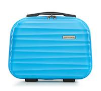 WITTCHEN Valise cosmétique Trousse de Toilette Valise de Voyage Bagage à Main Bagage Cabine en ABS Trousse de Toilette Sac à cosmétiques Femme Groove Line Bleu