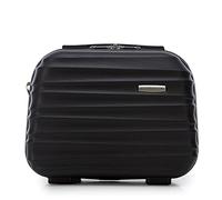 WITTCHEN Valise cosmétique Trousse de Toilette Valise de Voyage Bagage à Main Cabine en ABS Trousse de Toilette Sac à cosmétiques Femme Groove Line Noir Air France/Easyjet/Transavia France