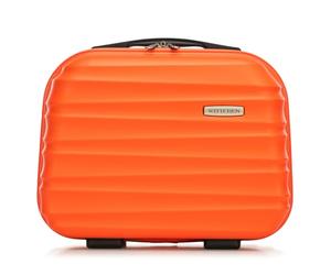 WITTCHEN Valise cosmétique Trousse de Toilette Valise de Voyage Bagage à Main Cabine en ABS Trousse de Toilette Sac à cosmétiques Femme Groove Line Orange Air France/Easyjet/Transavia France
