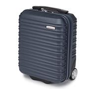 WITTCHEN Valise de Voyage Bagage à Main Cabine Valise Rigide ABS 4 roulettes pivotantes Poignée télescopique Groove Line Taille XS Bleu foncé Air France/Easyjet/Transavia France/Ryanair/Volotea