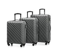 WITTCHEN Valise de Voyage Bagage à Main Valise Cabine Valise Rigide en ABS avec 4 roulettes pivotantes Serrure à Combinaison Poignée télescopique Classic Line Set de 4 Valises Noir