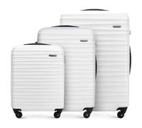 WITTCHEN Valise de Voyage Bagage à Main Valise Cabine Valise Rigide en ABS avec 4 Roulettes Pivotantes Serrure à Combinaison Poignée Télescopique Groove Line Set de 3 Valises Blanc