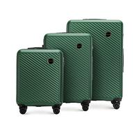 WITTCHEN Valise de Voyage Bagage à Main Valise Cabine Valise Rigide en ABS avec 4 roulettes pivotantes Serrure à Combinaison Poignée télescopique Circle Line Set de 3 Valises Vert foncé