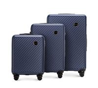 WITTCHEN Valise de Voyage Bagage à Main Valise Cabine Valise Rigide en ABS avec 4 roulettes pivotantes Serrure à Combinaison Poignée télescopique Circle Line Set de 3 Valises Bleu foncé