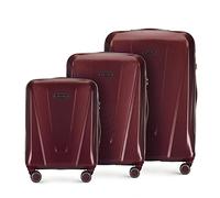 WITTCHEN Valise de Voyage Bagage à Main Valise cabine Valise Rigide en Polycarbonate avec 4 Roulettes Pivotantes Serrure à Combinaison Poignée Télescopique Explorer Line Set de 3 Valises Bourgogne