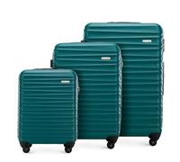 WITTCHEN Valise de Voyage Set de 3 valises Valise à roulettes Bagages à Main ABS 4 roulettes pivotantes Serrure à Combinaison Poignée télescopique Groove Line Vert Air France/Easyjet/Transavia France