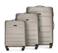 WITTCHEN Valise de Voyage Set de 3 valises Valise à roulettes Bagages à Main ABS 4 roulettes pivotantes Serrure à Combinaison Poignée télescopique Globe Line Champagne Air France/Easyjet/Ryanair