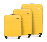 WITTCHEN Valise de Voyage Set de 3 valises Valise à roulettes Bagages à Main ABS 4 roulettes pivotantes Serrure à Combinaison Poignée télescopique Groove Line Jaune Air France/Easyjet/Ryanair